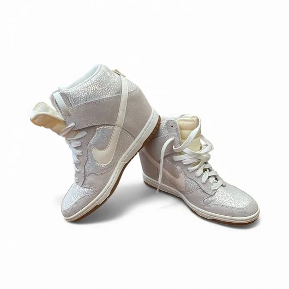 Nike Dunk Sky Hi Hidden Wedge Sneakers Metallic Silver Size 7 - Picture 2 of 10